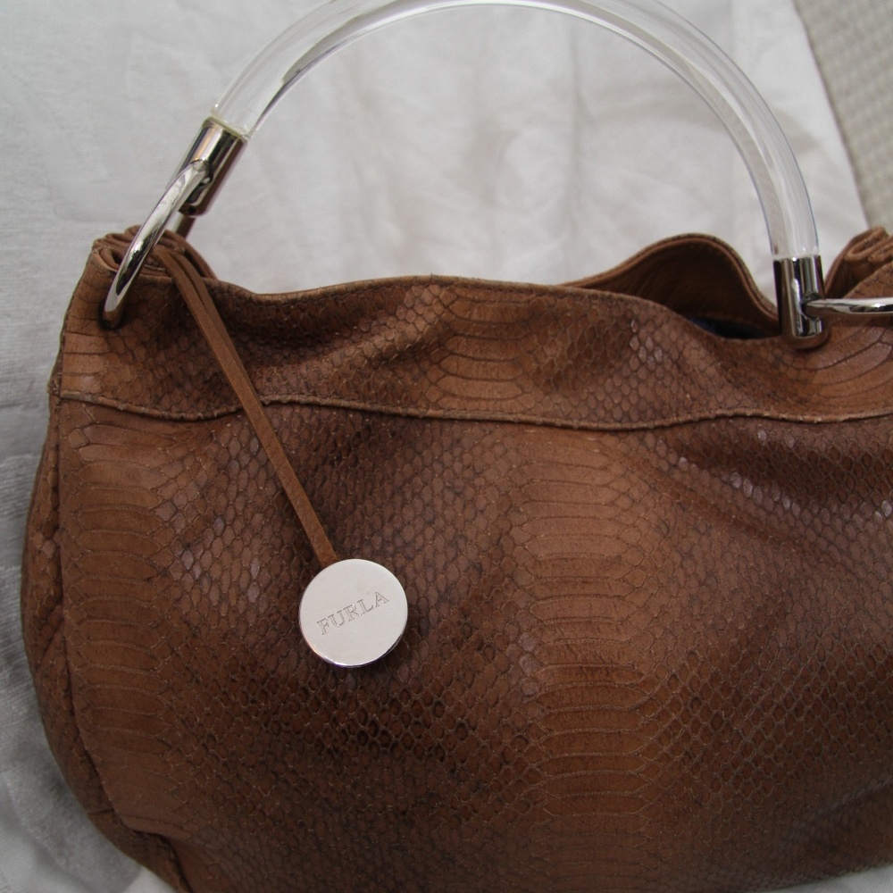 Leather snakeskin embossed FURLA bag
